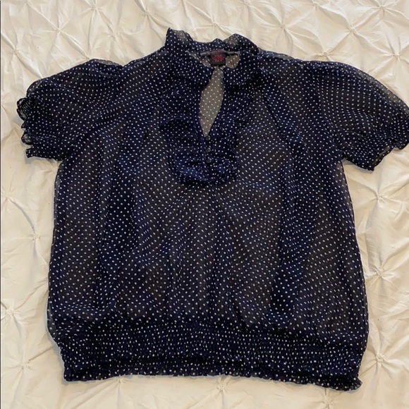 Chiffon navy polka dot blouse - Picture 2 of 4
